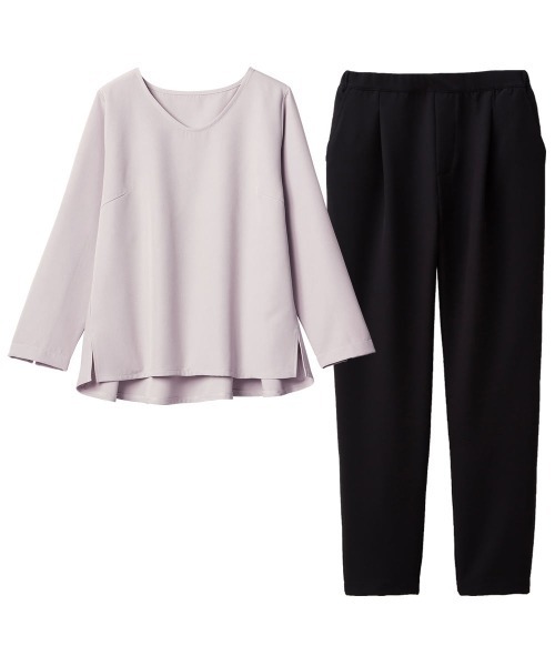 RANAN（ラナン）の「【2点セット】洗える/ストレッチ　ペプラムブラウス＆テーパードパンツセットアップ（スーツセット・レディース・ブラック系その他/ブルー系その他/グレー系その他/アイボリー/モカ・M/L/LL/3L/5L/4L）」の9枚目の写真