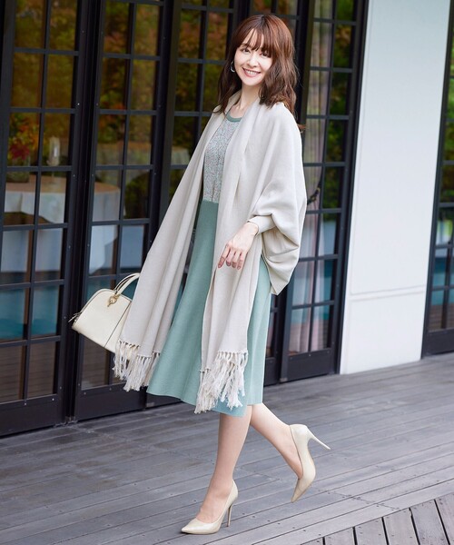 Tiaclasse（ティアクラッセ）の「【洗える】異素材使いの花柄シフォンコンビワンピース（ワンピース・レディース・ブラック/グレー/ミント/モカ・11号/9号/7号）」の22枚目の写真
