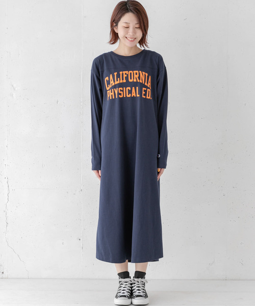 Champion(チャンピオン)の「『別注』Champion×Sonny Label フットボールロゴロングスリーブTシャツワンピース(ワンピース・レディース・ホワイト/ネイビー/バーガンディー・ONE)」の14枚目の写真