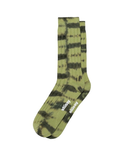 STUSSY（ステューシー）の「Dyed Stripe Ribbed Crew Socks（ソックス/靴下・メンズ・セージグリーン/ブラック/ラベンダー・FREE）」の3枚目の写真