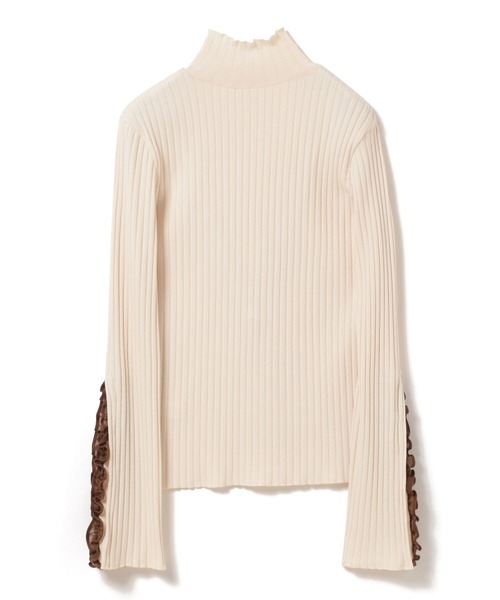 Ray BEAMS(レイビームス)の「RBS / リブ アーム フリル Tシャツ(Tシャツ/カットソー・レディース・ナチュラル/ブラック・ONE SIZE)」の4枚目の写真