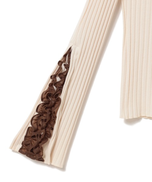 Ray BEAMS(レイビームス)の「RBS / リブ アーム フリル Tシャツ(Tシャツ/カットソー・レディース・ナチュラル/ブラック・ONE SIZE)」の5枚目の写真