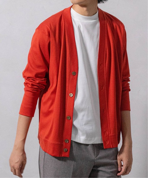 EDIFICE（エディフィス）の「シルキー コットン カーディガン（カーディガン/ボレロ・メンズ・サックスブルー/ホワイト/ベージュ/オレンジ/チャコールグレー/ブラック/ネイビー・LARGE/MEDIUM/SMALL）」の7枚目の写真