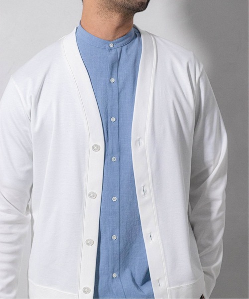 EDIFICE（エディフィス）の「シルキー コットン カーディガン（カーディガン/ボレロ・メンズ・サックスブルー/ホワイト/ベージュ/オレンジ/チャコールグレー/ブラック/ネイビー・LARGE/MEDIUM/SMALL）」の15枚目の写真