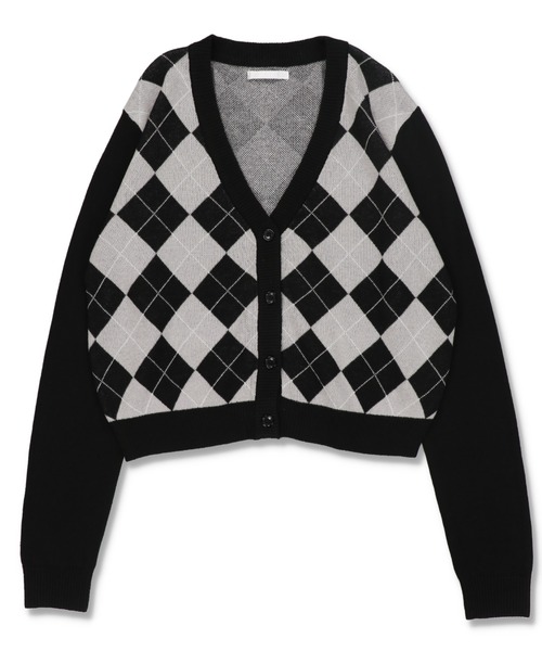 SPINNS（スピンズ）の「アーガイルチェックデザイン ニットカーディガン（カーディガン/ボレロ・レディース・ブラック/ネイビー/サックスブルー・ONESIZE）」の12枚目の写真