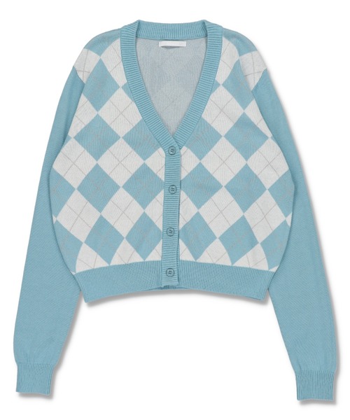 SPINNS（スピンズ）の「アーガイルチェックデザイン ニットカーディガン（カーディガン/ボレロ・レディース・ブラック/ネイビー/サックスブルー・ONESIZE）」の14枚目の写真