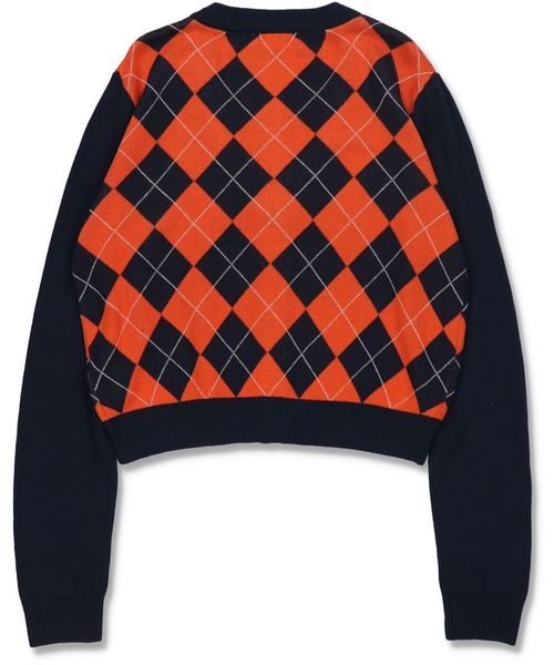 SPINNS（スピンズ）の「アーガイルチェックデザイン ニットカーディガン（カーディガン/ボレロ・レディース・ブラック/ネイビー/サックスブルー・ONESIZE）」の11枚目の写真