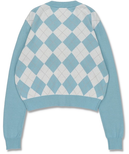 SPINNS（スピンズ）の「アーガイルチェックデザイン ニットカーディガン（カーディガン/ボレロ・レディース・ブラック/ネイビー/サックスブルー・ONESIZE）」の15枚目の写真