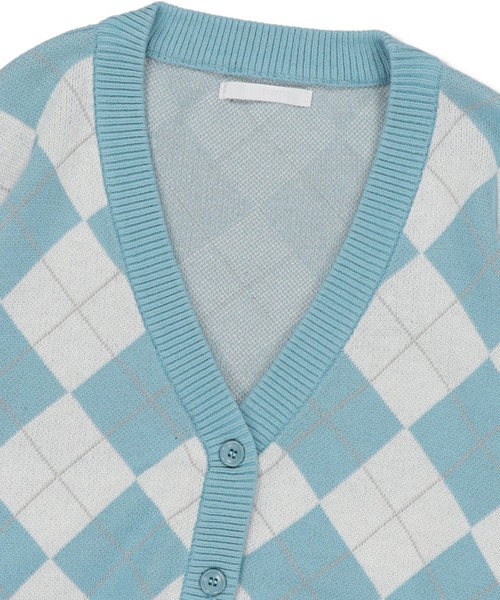 SPINNS（スピンズ）の「アーガイルチェックデザイン ニットカーディガン（カーディガン/ボレロ・レディース・ブラック/ネイビー/サックスブルー・ONESIZE）」の16枚目の写真
