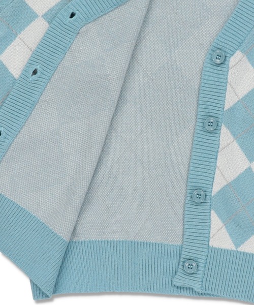 SPINNS（スピンズ）の「アーガイルチェックデザイン ニットカーディガン（カーディガン/ボレロ・レディース・ブラック/ネイビー/サックスブルー・ONESIZE）」の18枚目の写真