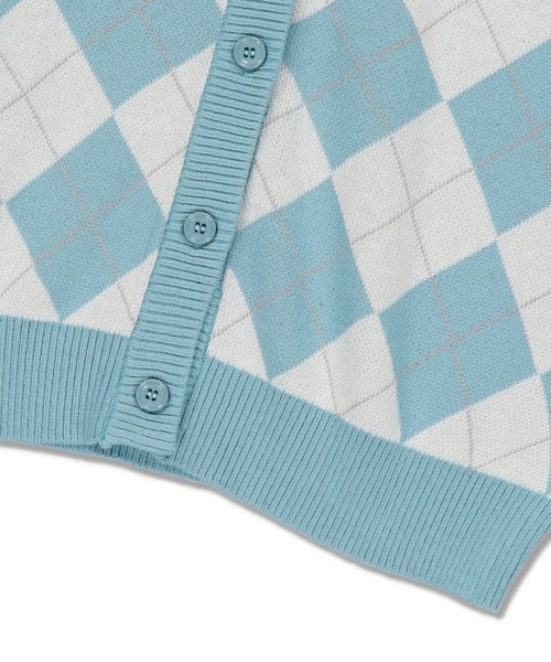 SPINNS（スピンズ）の「アーガイルチェックデザイン ニットカーディガン（カーディガン/ボレロ・レディース・ブラック/ネイビー/サックスブルー・ONESIZE）」の19枚目の写真