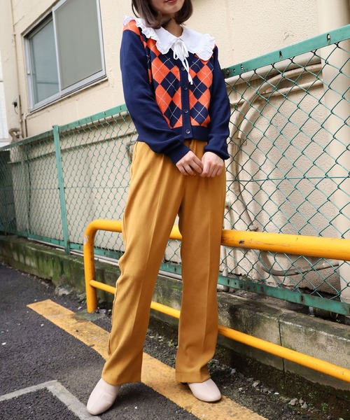 SPINNS（スピンズ）の「アーガイルチェックデザイン ニットカーディガン（カーディガン/ボレロ・レディース・ブラック/ネイビー/サックスブルー・ONESIZE）」の22枚目の写真