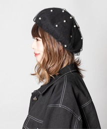 ca4la PEARL パール　チュール付きベレー帽　オーガンジー ca4la PEARL パール チュール付きベレー帽 オーガンジー - メルカリ