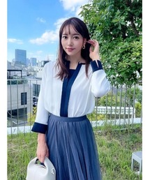 TONALバイカラーブラウス TONAL ブラウス シャツ バイカラー開襟パフブラウス レディース