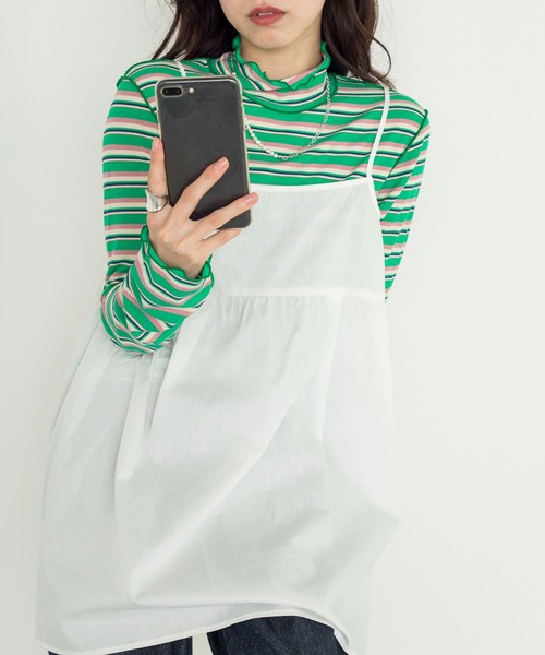 tシャツ Tシャツ テレコボーダー ハイネックカットソー tiptop+pocket ティップトッププラスポケット ⁄ [新色登場] テレコ