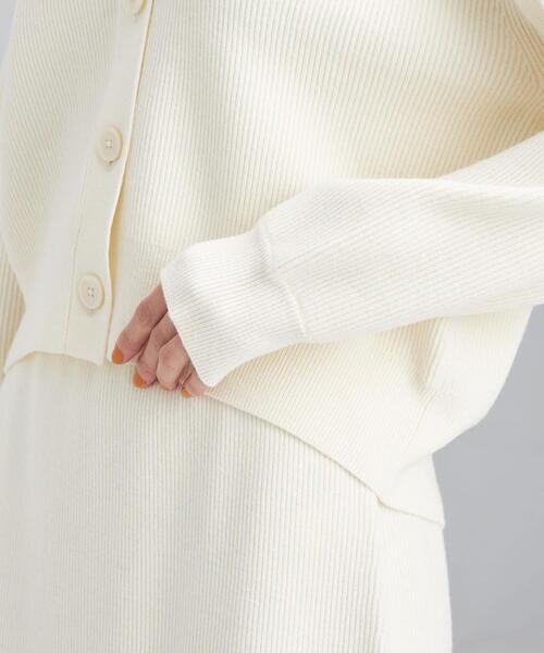 green label relaxing（グリーンレーベルリラクシング）の「リブ カーディガン + スカート セット -ウォッシャブル-（ワンピース・レディース・オフホワイト/ネイビー/モカ・FREE）」の14枚目の写真
