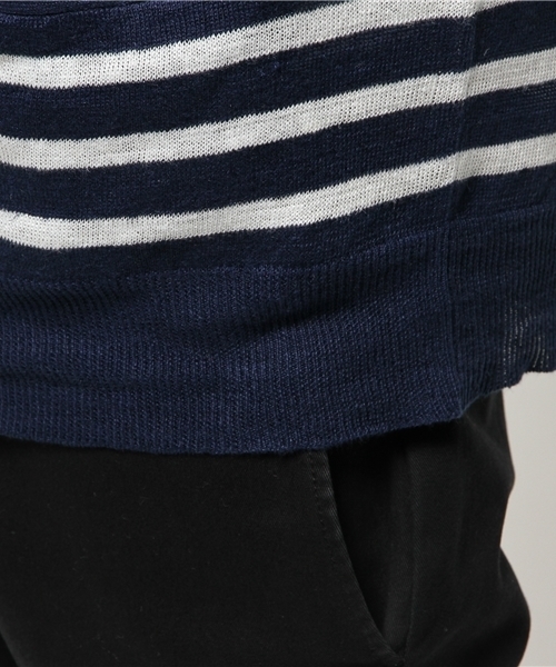 WEGO（ウィゴー）の「WEGO/フレンチリネンカーディガン（カーディガン/ボレロ・メンズ・杢グレー/ネイビー/ブルー/レッド・MEDIUM/LARGE）」の9枚目の写真