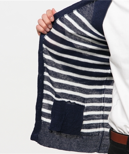 WEGO（ウィゴー）の「WEGO/フレンチリネンカーディガン（カーディガン/ボレロ・メンズ・杢グレー/ネイビー/ブルー/レッド・MEDIUM/LARGE）」の11枚目の写真