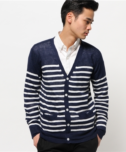 WEGO（ウィゴー）の「WEGO/フレンチリネンカーディガン（カーディガン/ボレロ・メンズ・杢グレー/ネイビー/ブルー/レッド・MEDIUM/LARGE）」の19枚目の写真