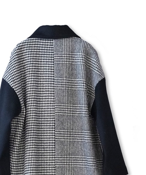 La SRIC（ラスリック）の「La SRIC / アシメZIP3柄チェックCT（チェスターコート・レディース・ライトグレー/ブラック・38）」の4枚目の写真