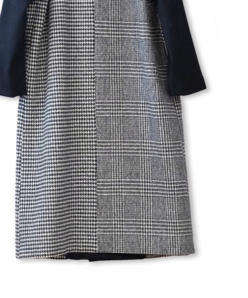 La SRIC（ラスリック）の「La SRIC / アシメZIP3柄チェックCT（チェスターコート・レディース・ライトグレー/ブラック・38）」の14枚目の写真