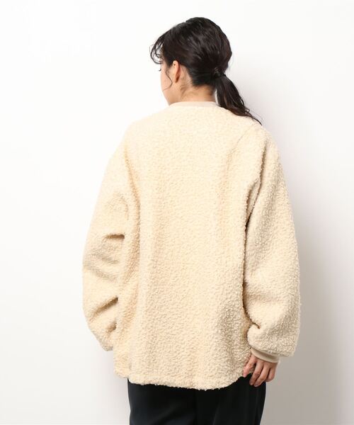 UNFIL（アンフィル）の「【unfil】ウールボア ボンバージャケット WOMEN（ブルゾン・レディース・ベージュ/ダークネイビー・0）」の3枚目の写真