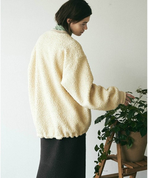 UNFIL（アンフィル）の「【unfil】ウールボア ボンバージャケット WOMEN（ブルゾン・レディース・ベージュ/ダークネイビー・0）」の6枚目の写真