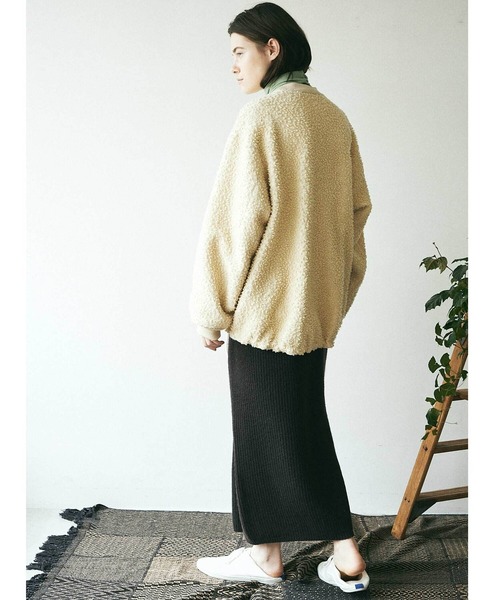 UNFIL（アンフィル）の「【unfil】ウールボア ボンバージャケット WOMEN（ブルゾン・レディース・ベージュ/ダークネイビー・0）」の7枚目の写真