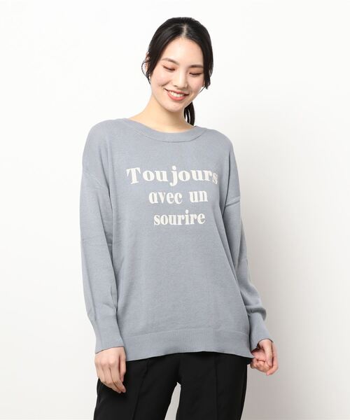 Samansa Mos2（サマンサ モスモス）の「ロゴプリントクルーネックニット（ニット/セーター・レディース・ブラック/ブラウン/レッド/ブルー/グリーン/キナリ・ﾌﾘ-）」の13枚目の写真