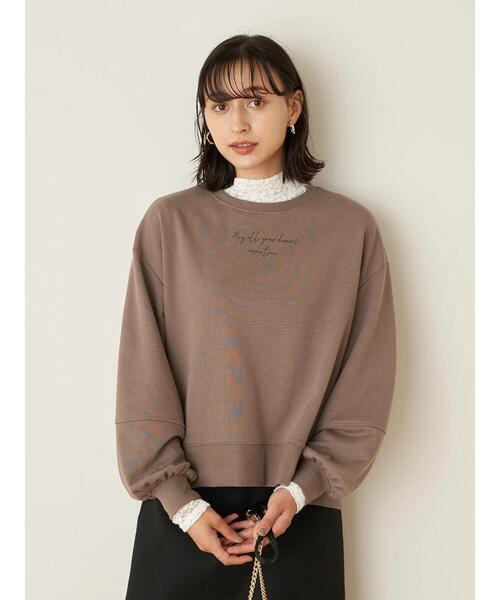 earth music&ecology(アースミュージックアンドエコロジー)の「グラフィックスウェット(袖ぽよ) *(Tシャツ/カットソー・レディース・チャコールグレー/ネイビー/アイボリー/モカ・FREE)」の7枚目の写真