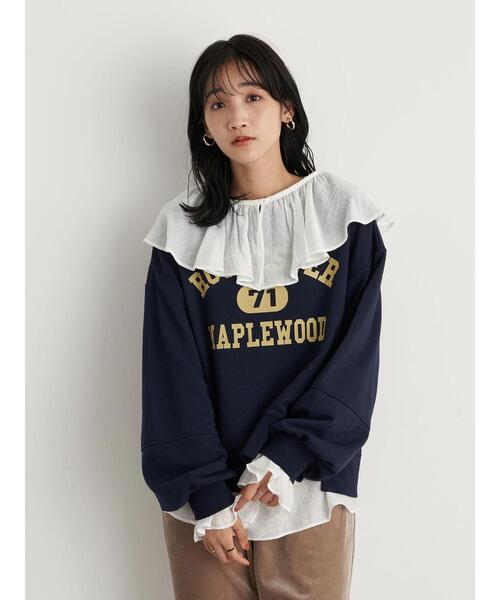 earth music&ecology(アースミュージックアンドエコロジー)の「グラフィックスウェット(袖ぽよ) *(Tシャツ/カットソー・レディース・チャコールグレー/ネイビー/アイボリー/モカ・FREE)」の8枚目の写真