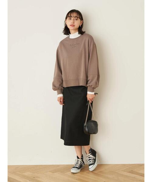 earth music&ecology(アースミュージックアンドエコロジー)の「グラフィックスウェット(袖ぽよ) *(Tシャツ/カットソー・レディース・チャコールグレー/ネイビー/アイボリー/モカ・FREE)」の17枚目の写真