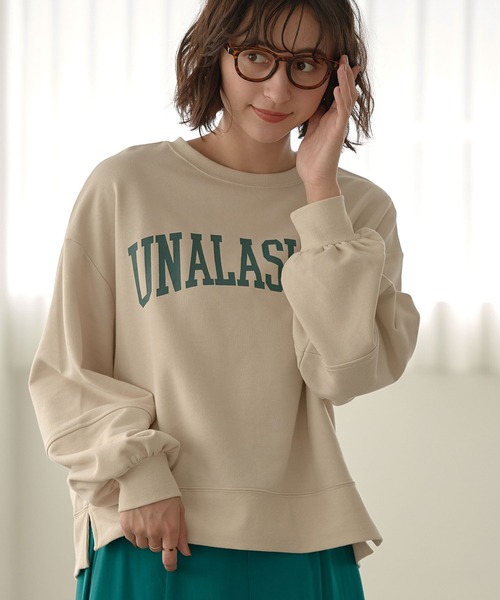 earth music&ecology(アースミュージックアンドエコロジー)の「グラフィックスウェット(袖ぽよ) *(Tシャツ/カットソー・レディース・チャコールグレー/ネイビー/アイボリー/モカ・FREE)」の2枚目の写真