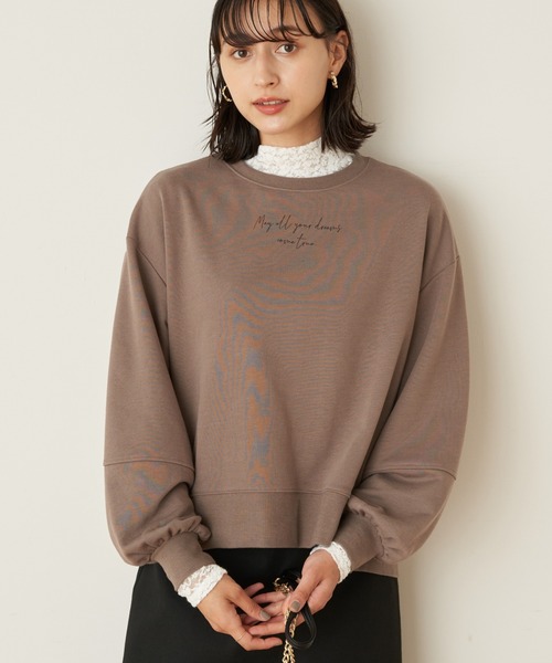 earth music&ecology(アースミュージックアンドエコロジー)の「グラフィックスウェット(袖ぽよ) *(Tシャツ/カットソー・レディース・チャコールグレー/ネイビー/アイボリー/モカ・FREE)」の3枚目の写真