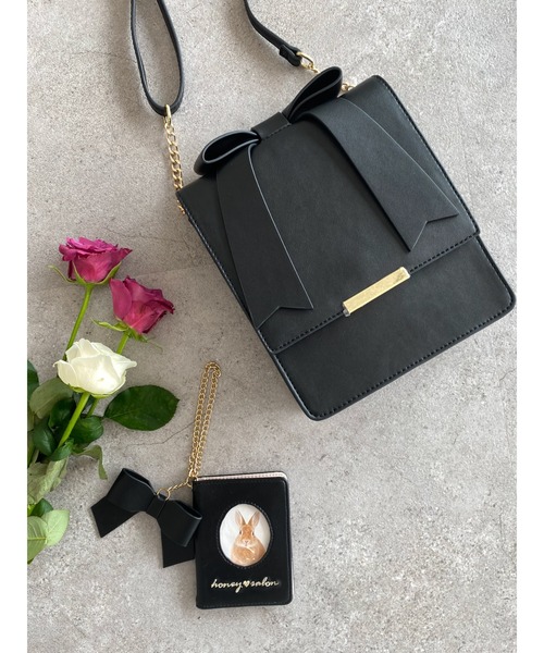 Honey Salon（ハニーサロン）の「トップリボンバッグ（ショルダーバッグ・レディース・ブラック/アイボリー・FREE）」の5枚目の写真