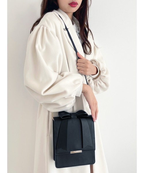 Honey Salon（ハニーサロン）の「トップリボンバッグ（ショルダーバッグ・レディース・ブラック/アイボリー・FREE）」の6枚目の写真