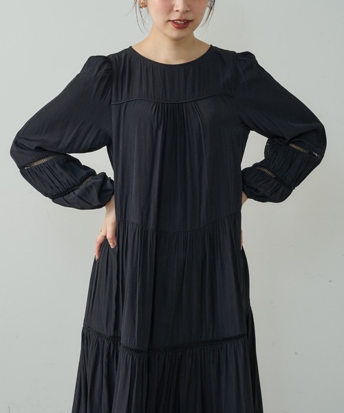 natural couture(ナチュラルクチュール)の「はしごレース使い大人ティアードワンピース(ワンピース・レディース・ブラック/ベージュ/その他1/イエロー/その他2・FREE)」の9枚目の写真