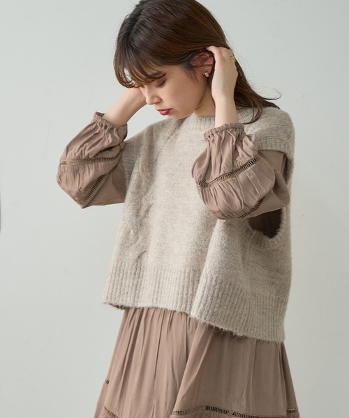 natural couture(ナチュラルクチュール)の「はしごレース使い大人ティアードワンピース(ワンピース・レディース・ブラック/ベージュ/その他1/イエロー/その他2・FREE)」の10枚目の写真