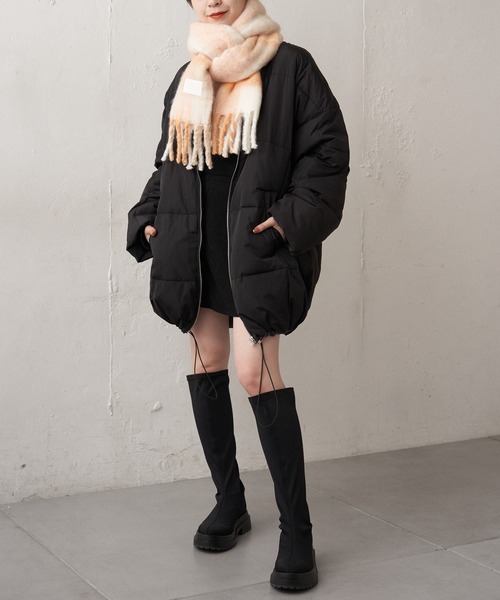 Chico（チコ）の「チェック太フリンジストール（マフラー・レディース・ブラック/ベージュ/ブラウン・FREE）」の6枚目の写真