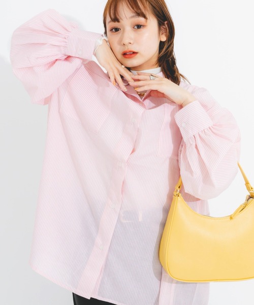 nemne store(ネンネストア)の「【低身長用サイズあり】袖ボリュームストライプシャツ(シャツ/ブラウス・レディース・グリーン系その他/ブルー系その他/パープル系その他/ピンク系その他/ピンク系その他2/ブルー系その他2/オレンジ系その他/パープル系その他2/ブルー/ピンク/ブラック/グリーン/マスタード・フリー/MEDIUM/SMALL/LARGE)」の11枚目の写真