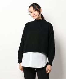 earth music&ecology | SET２点バックスリットニット+シャツ風インナー＊(ニット/セーター)