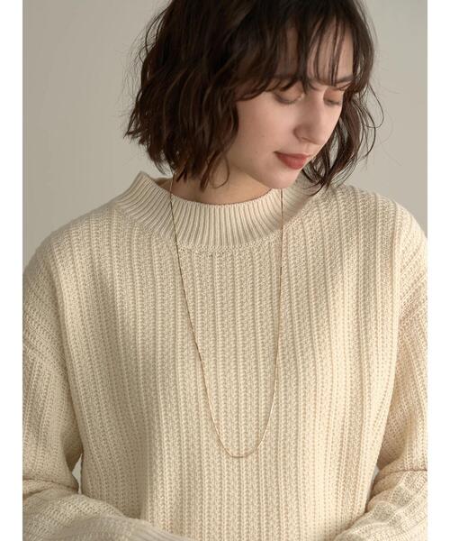 earth music&ecology（アースミュージックアンドエコロジー）の「SET２点バックスリットニット+シャツ風インナー＊（ニット/セーター・レディース・ブラック/アイボリー/モカ・FREE）」の7枚目の写真