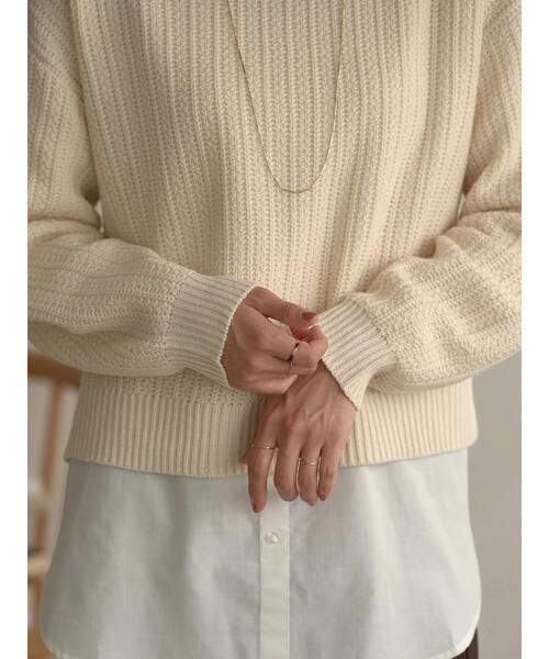 earth music&ecology（アースミュージックアンドエコロジー）の「SET２点バックスリットニット+シャツ風インナー＊（ニット/セーター・レディース・ブラック/アイボリー/モカ・FREE）」の9枚目の写真