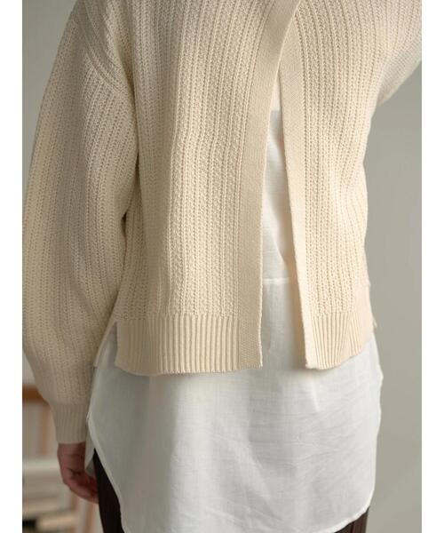 earth music&ecology（アースミュージックアンドエコロジー）の「SET２点バックスリットニット+シャツ風インナー＊（ニット/セーター・レディース・ブラック/アイボリー/モカ・FREE）」の12枚目の写真