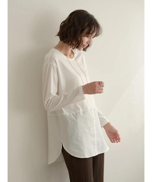 earth music&ecology（アースミュージックアンドエコロジー）の「SET２点バックスリットニット+シャツ風インナー＊（ニット/セーター・レディース・ブラック/アイボリー/モカ・FREE）」の21枚目の写真