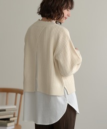 earth music&ecology | SET２点バックスリットニット+シャツ風インナー＊(ニット/セーター)