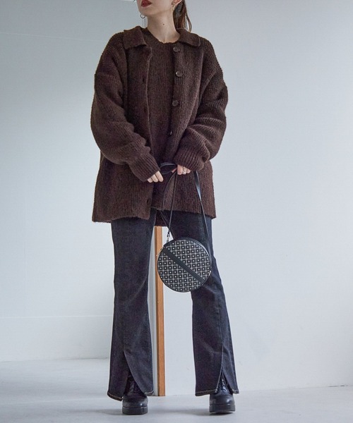 Heather(ヘザー)の「モヘアライク2Pセットニット 255601(ニット/セーター・レディース・ブラウン/イエロー/ブルー・FREE)」の4枚目の写真
