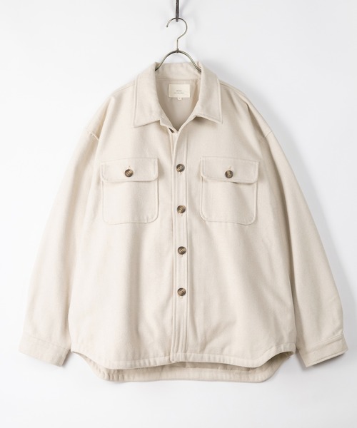 SlashDate(スラッシュデイト)の「メルトンCPOシャツジャケット(シャツ/ブラウス・メンズ・ライトブルー/ブラック/ネイビー/アイボリー/キャメル・M/L/XL)」の2枚目の写真