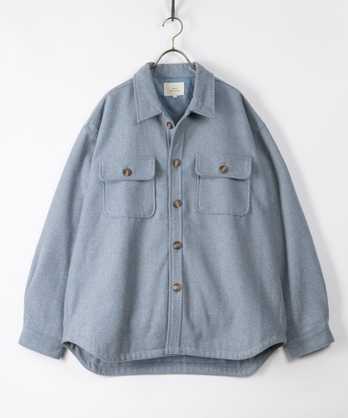 SlashDate(スラッシュデイト)の「メルトンCPOシャツジャケット(シャツ/ブラウス・メンズ・ライトブルー/ブラック/ネイビー/アイボリー/キャメル・M/L/XL)」の8枚目の写真