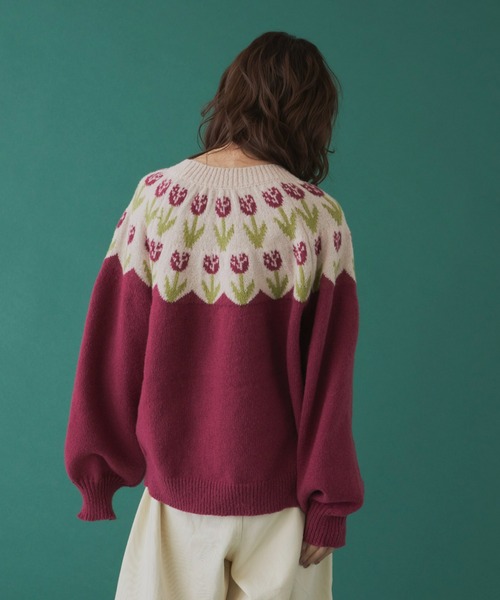 MERLOT（メルロー）の「長袖ニット（ニット/セーター・レディース・ワインレッド・FREE）」の9枚目の写真